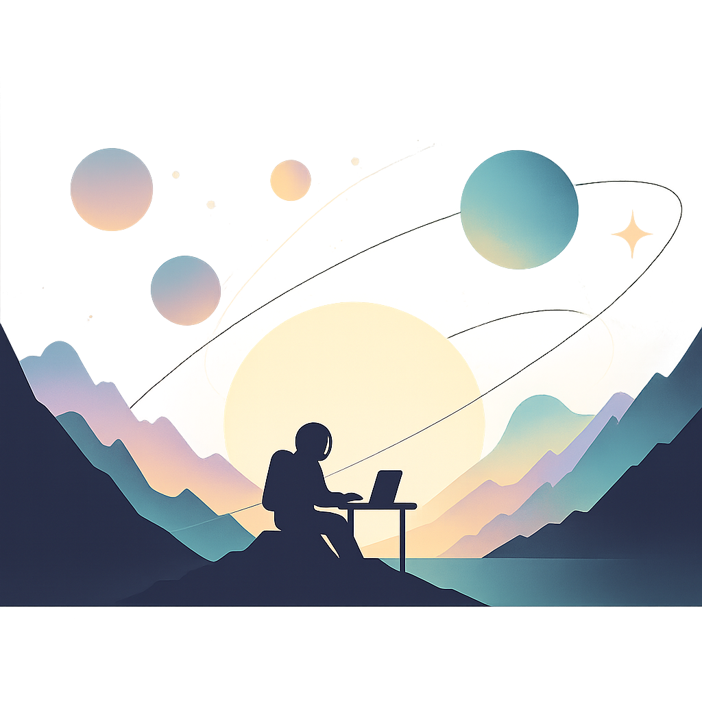Astronaut on mountain peak representing clarity and achievement